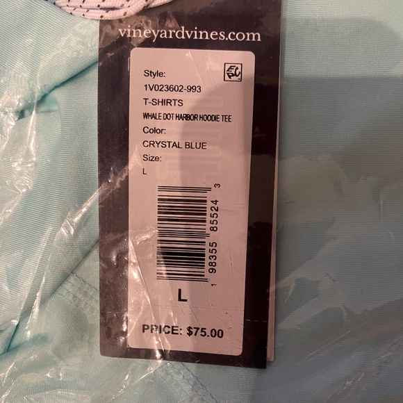 Vineyard Vines crystal blue whale dot harbor hoodie tee Large L - Picture 3 of 3